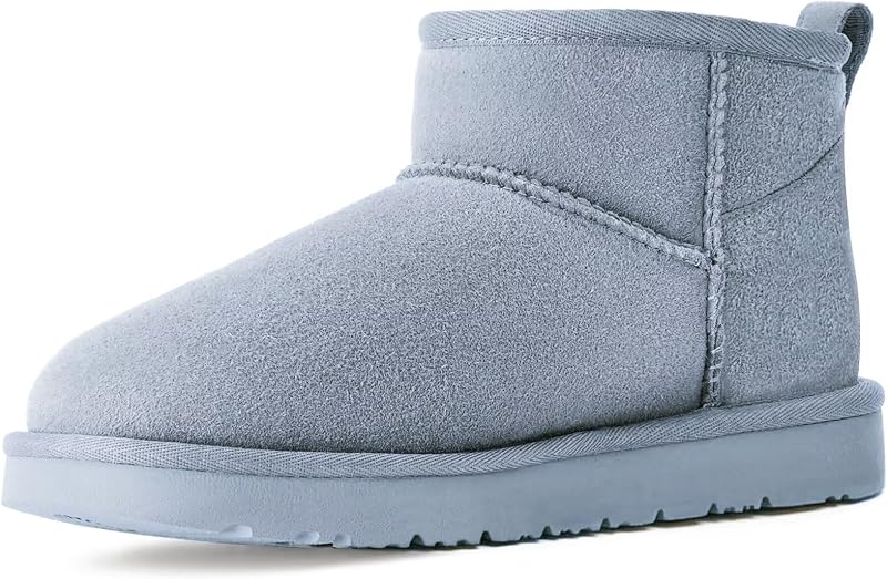 100% Genuine Suede Ankle Low Boots for Women Short Winter Snow Boot with Cozy Fur Lined