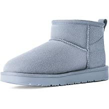 100% Genuine Suede Ankle Low Boots for Women Short Winter Snow Boot with Cozy Fur Lined