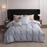 Vista 141 de MooMee Queen Duvet Cover Set, 100% Extra Long Staple Cotton 600 Thread Count Sateen Silky Soft Breathable Durable Luxury Hotel Quality Bedding Set