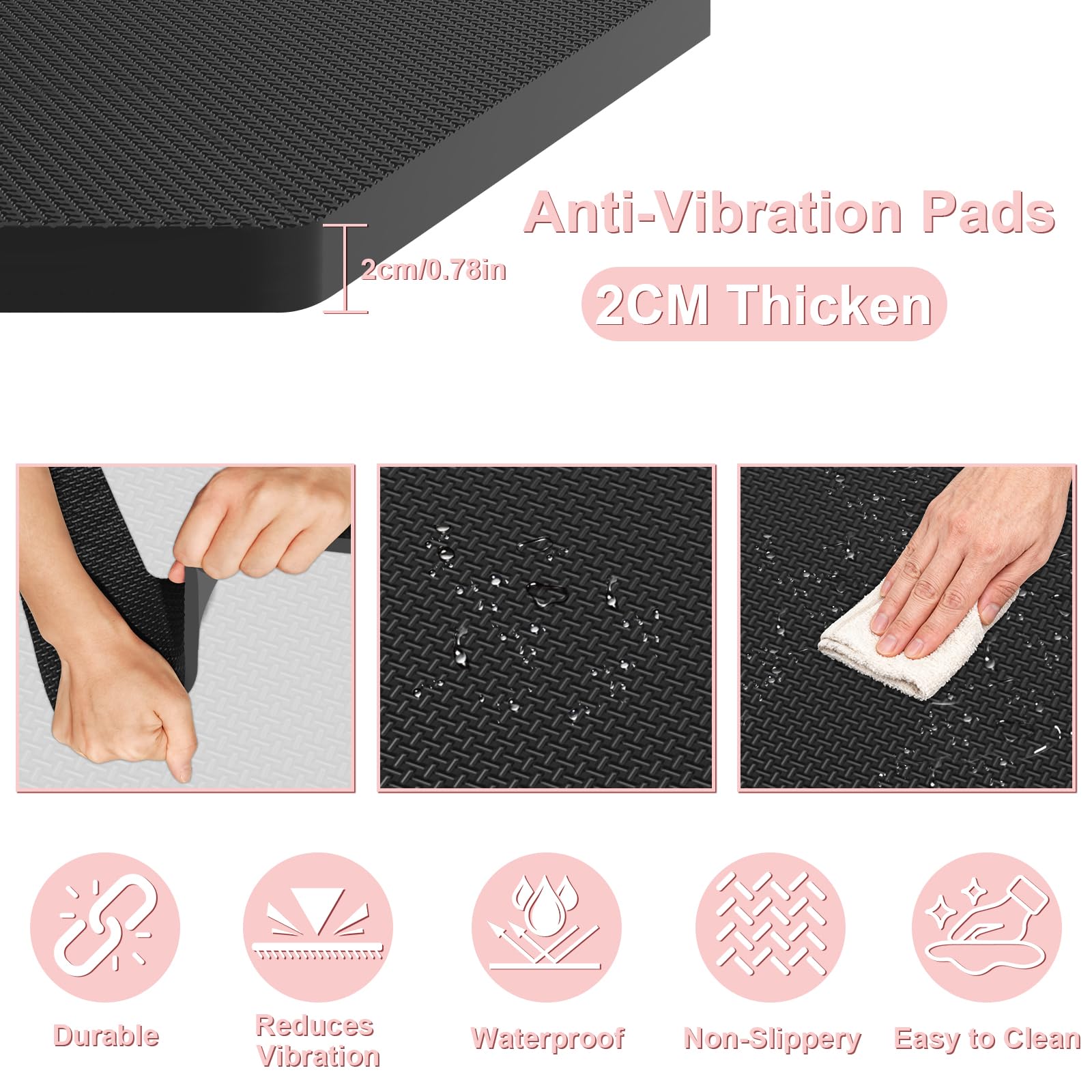 NIUXX 3 en 1 Patin Anti Vibration Lave Linge 2cm Épaisseur Tapis Anti-Vibration en EVA Socle Modulaire DIY sans Découpe Antidérapant et Stable Kit pour 3 Machines à Laver et Autres Appareils Ménagers