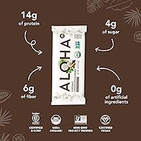 Vista 7 de ALOHA Barras de proteínas orgánicas a base de plantas, almendras y chocolate de coco, 12 unidades, barras de 1.98 onzas, veganas, bajas en azúcar