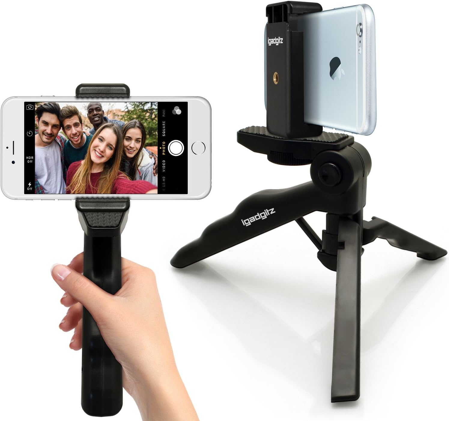 igadgitz U4137 2 en 1 Poignée Stabilisateur Style Pistolet et Mini Trépied de Table Léger Compatible avec Caméra, DSLR, Caméra Vidéo et Caméscopes - Noir igadgitz U4137 2 en 1 Poignée Stabilisateur Style Pistolet et Mini Trépied de Table Léger Compatible avec Caméra, DSLR, Caméra Vidéo et Caméscopes - Noir