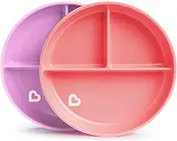 Prato infantil com ventosa Munchkin® Stay Put™, rosa/roxo, pacote com 2