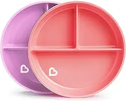 Prato infantil com ventosa Munchkin® Stay Put™, rosa/roxo, pacote com 2