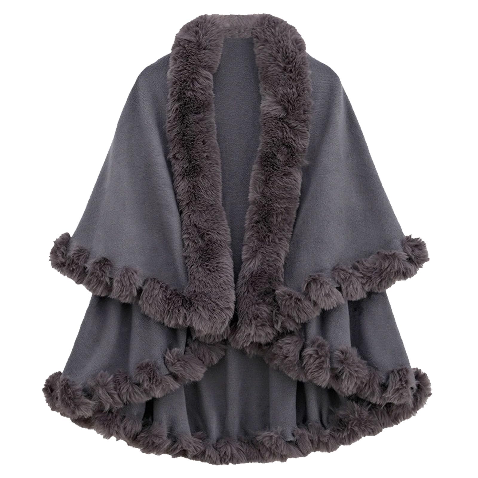 Chal de piel sintética para mujer, elegante capa de forro grueso para graduación, fiesta de noche, abrigo