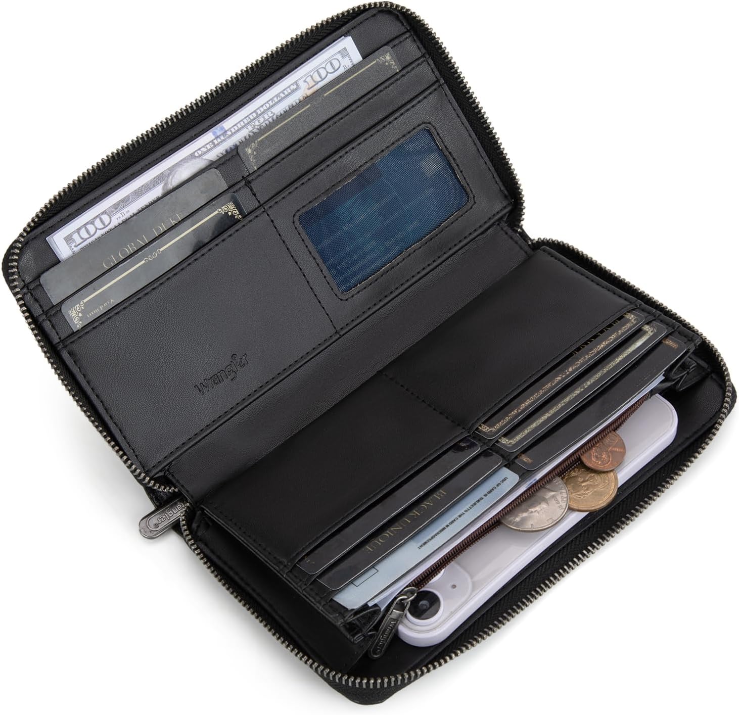 Wrangler Womens Wallet Wristlet Wallets for Women Large Capacity Women's Wallets Black Wallet Credit Card Holder for Women Men - Image 4