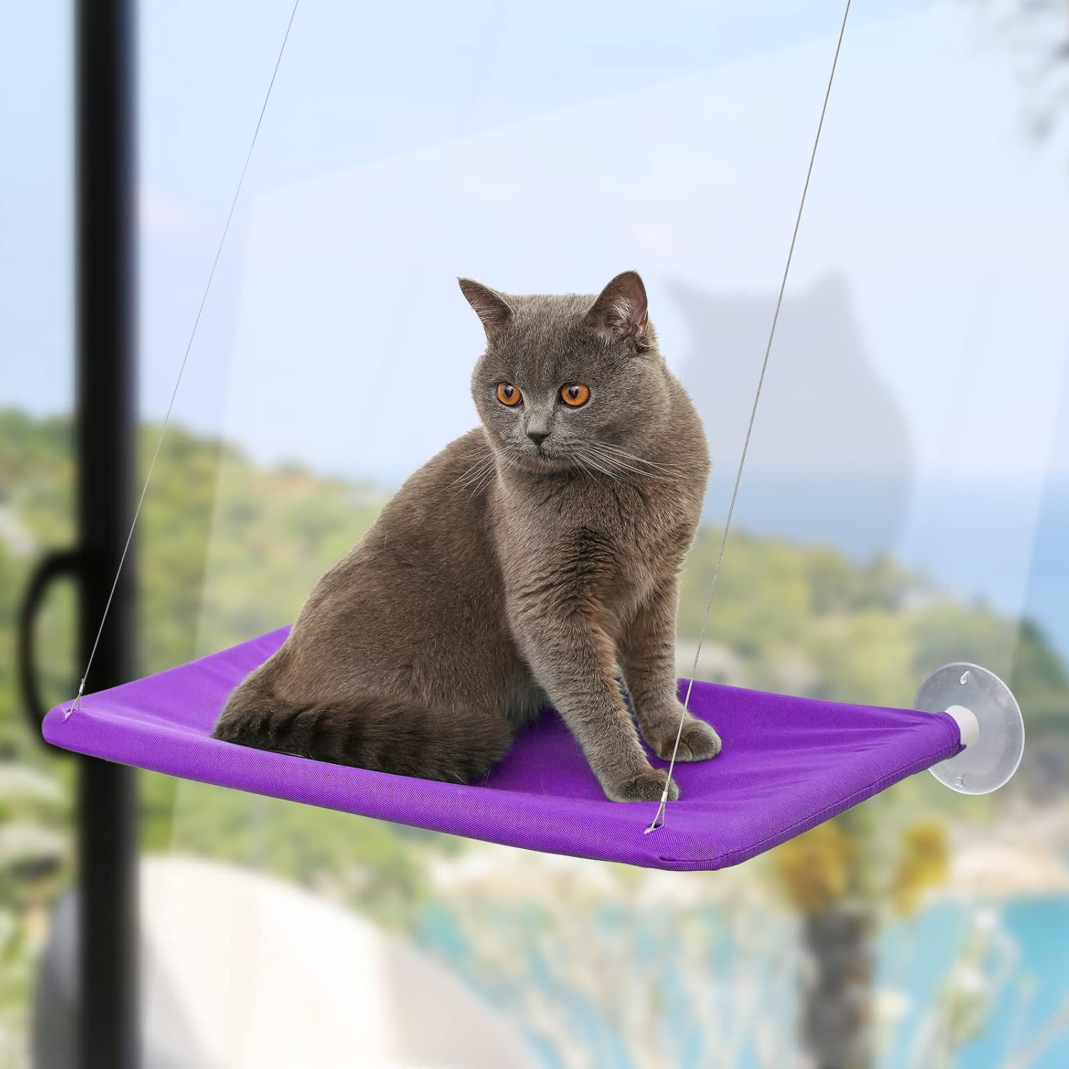 MUMUPET Cat Hammock, Cat Window Perch with Suction Cups, Pet Resting Seat Safety Holds Two Large Cats, Cat Window Hammock Providing All…