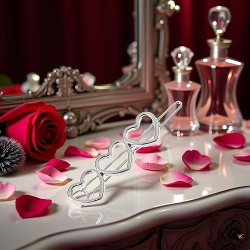 Miniatura 3 de Horquilla de aleación de corazón hueco de plata para el cabello, pinzas para el cabello, accesorios para el cabello para mujer y niñas