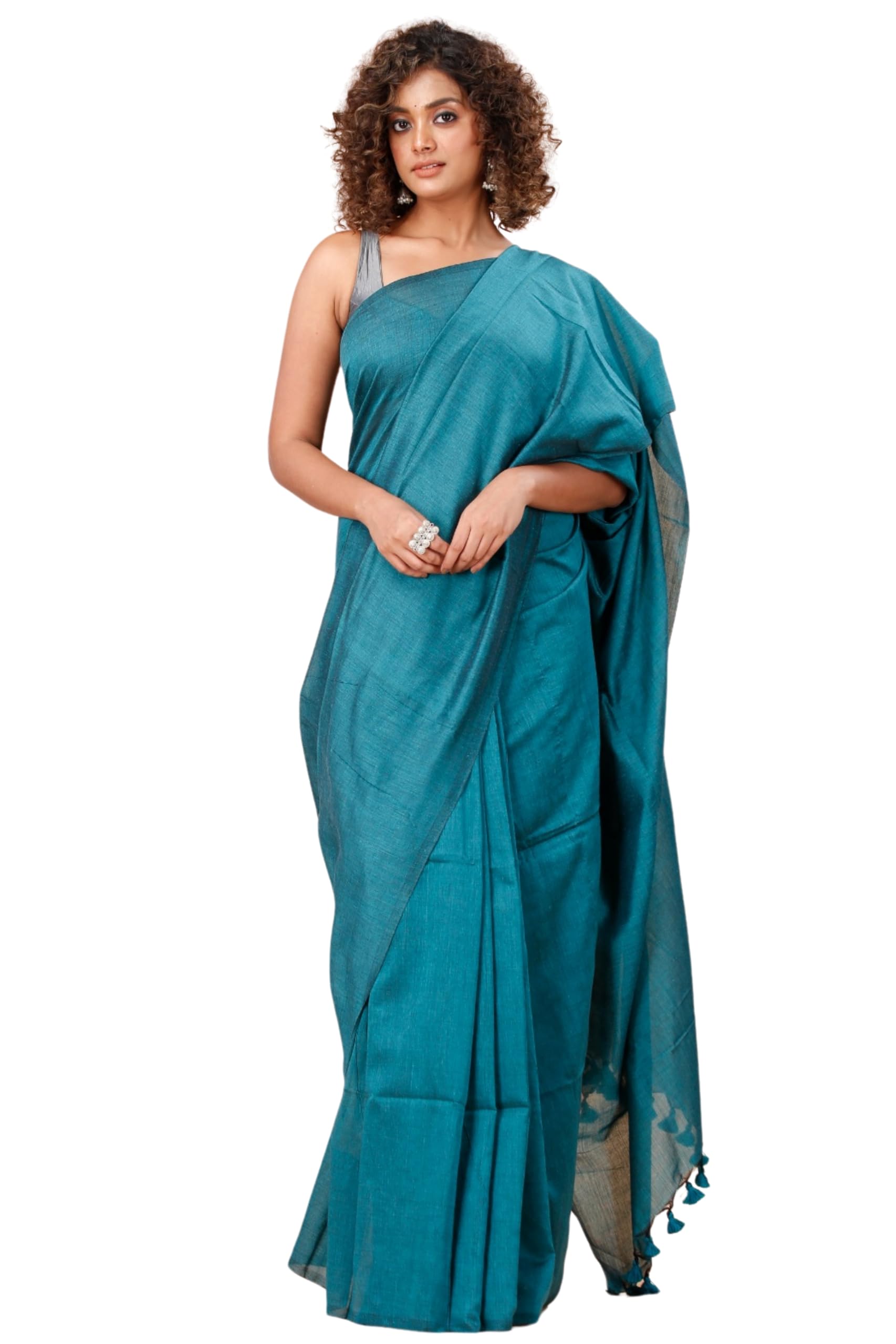 T.J. SAREES Handloom Authentic Bengal Handloom Plain Soft Pure Cotton Sarees For Women with Blouse Piece