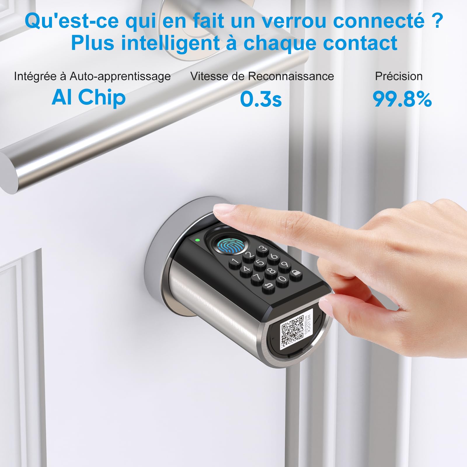WELOCK ToucA51 Pro Serrure Connectée,Serrure Empreinte Digitale | Password,RFID Carte et APP,serrure à code WiFi,Cylindre Connecté 40×30 pour porte de 50 à 100mm,Facile à installer,Smart Lock