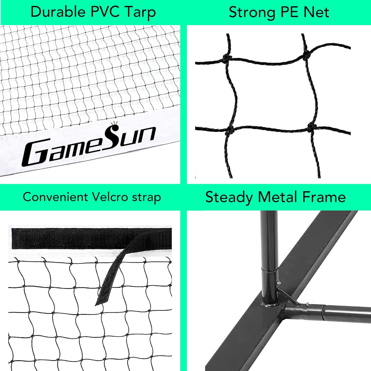Complete Pickleball net Set for Outdoor, Indoor, Backyard use, Includes Metal Frame, 22 Feet PE net, Paddles, Balls,Carry Bag