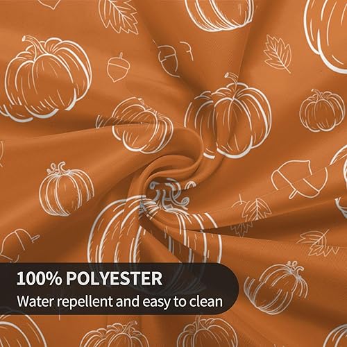 Miniatura 4 de AGAYNA Mantel redondo de otoño de 70 pulgadas con calabazas blancas de color naranja quemado, mantel de poliéster resistente a las manchas, mantel