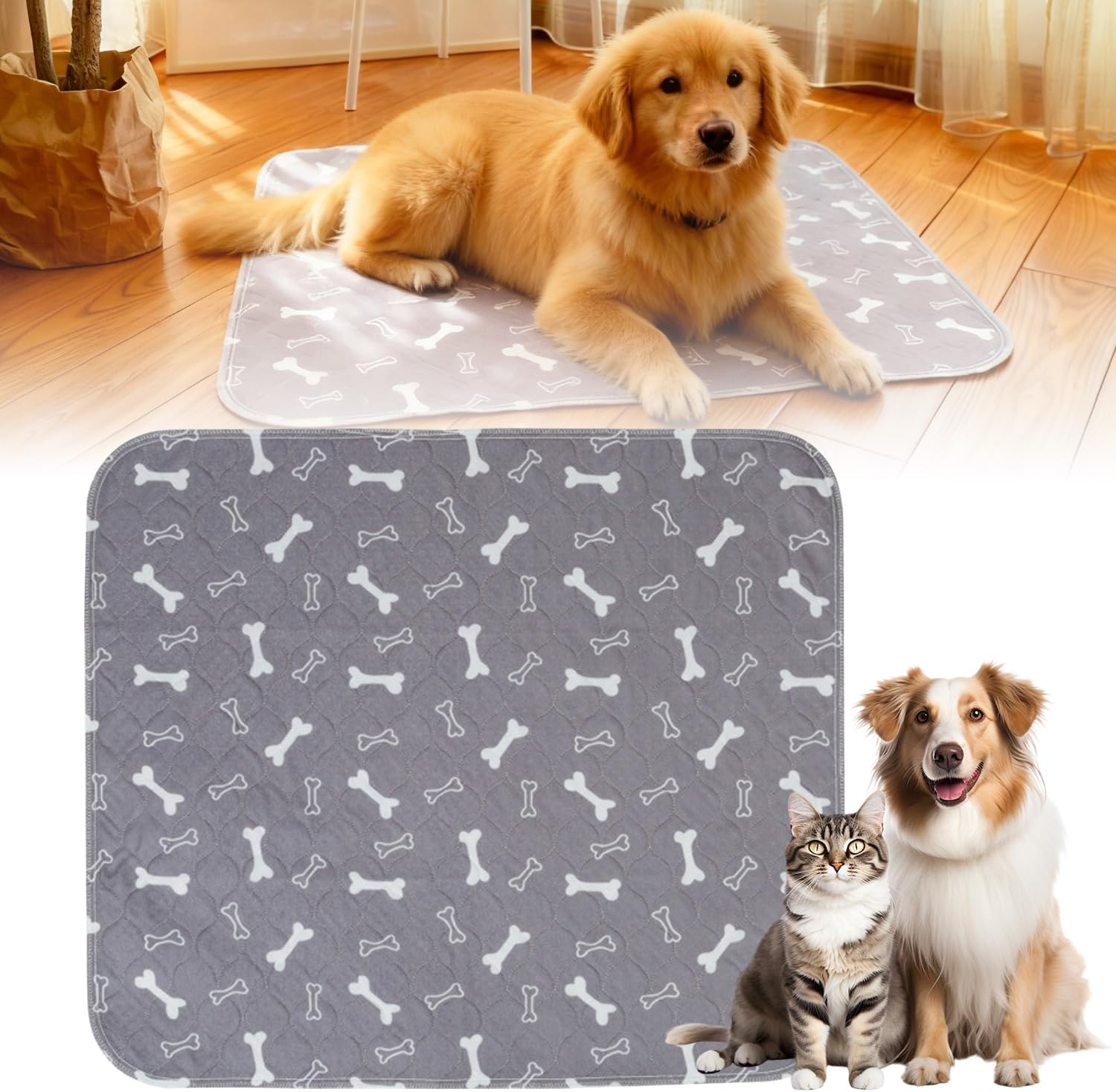 Puppy Pee Pads for Dogs,Upgraded Reusable Puppy Pads with Pheromones,Washable Pet Pads for Dogs & Cats,Durable Leak-Proof & Anti-Slip Pet Training Pads for Home & Travel (L:32" × 35") Large-a