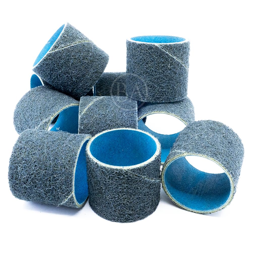 Benchmark Abrasives 2" x 2" Non Woven Surface Conditioning Sanding Bands, Spiral Bands Rotary Sander for Drill & Die Grinder, Metal Polishing Sanders for Woodworking Tool (10 Pack) - Fine