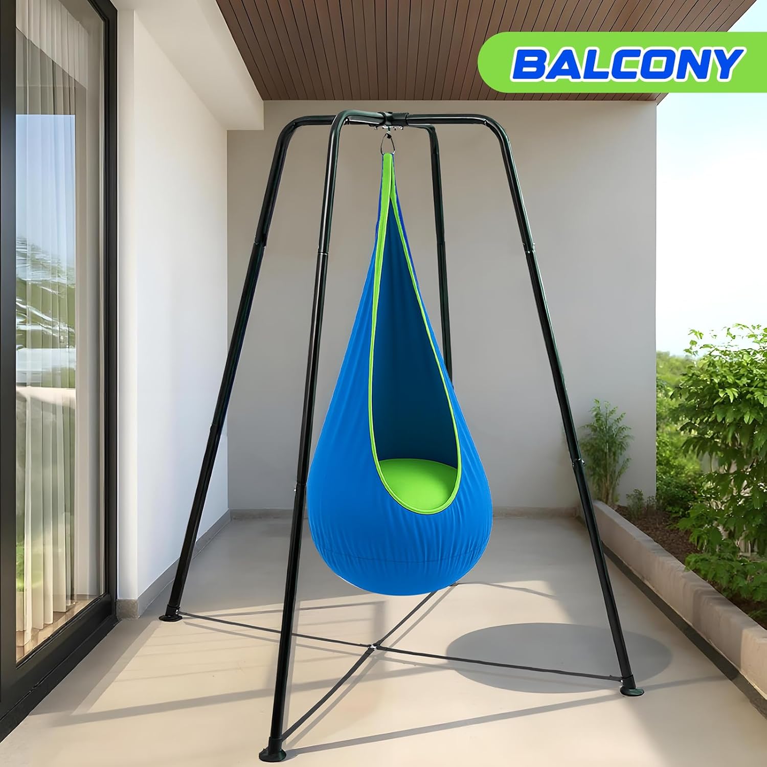 Swing Stand Frame with Sensory Pod Chair and Swings Set Kid Heavy-Duty Metal Swing Frame Hammock Chair Stand Tree Saucer Sensory Round for Kids Adult Indoor Outdoor Backyard Park(Blue) 4 715WwZ9rLNL. AC SL1500