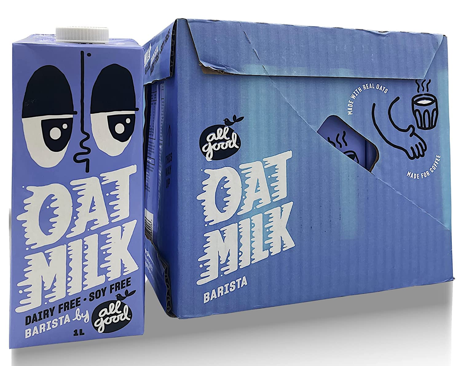 All GoodBarista Oat Milk, 1L, Vegan, GMO-Free, Sugar-Free (Pack of 6)