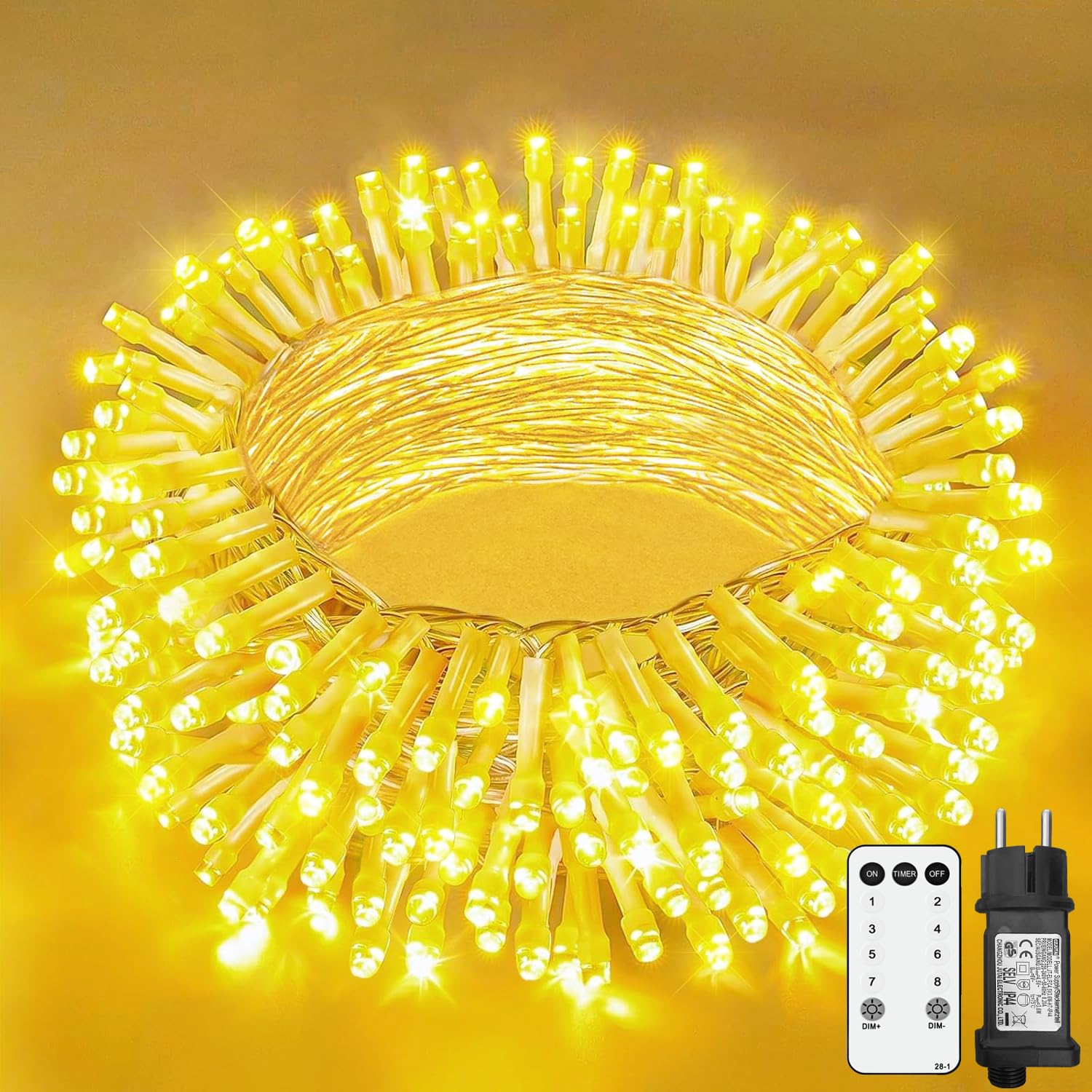 AebeChun Lichterkette Außen 15M 150 LED Lichterkette Weihnachtsbaum Außen EU Stecker mit Fernbedienung Timer,8 Modi Wasserdicht Weihnachtsbeleuchtung für Außen Innen Garten Balkon Hochzeit (warmweiß)