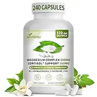 Magnesium Complex for Women & Men with Cortisol Support, D3, Zinc, 7 Forms Magnesium Supplement 500 MG - Magnesium Glycinate, l threonate, Citrate & More, Supports Sleep, Stress* Relief, 240 Capsules