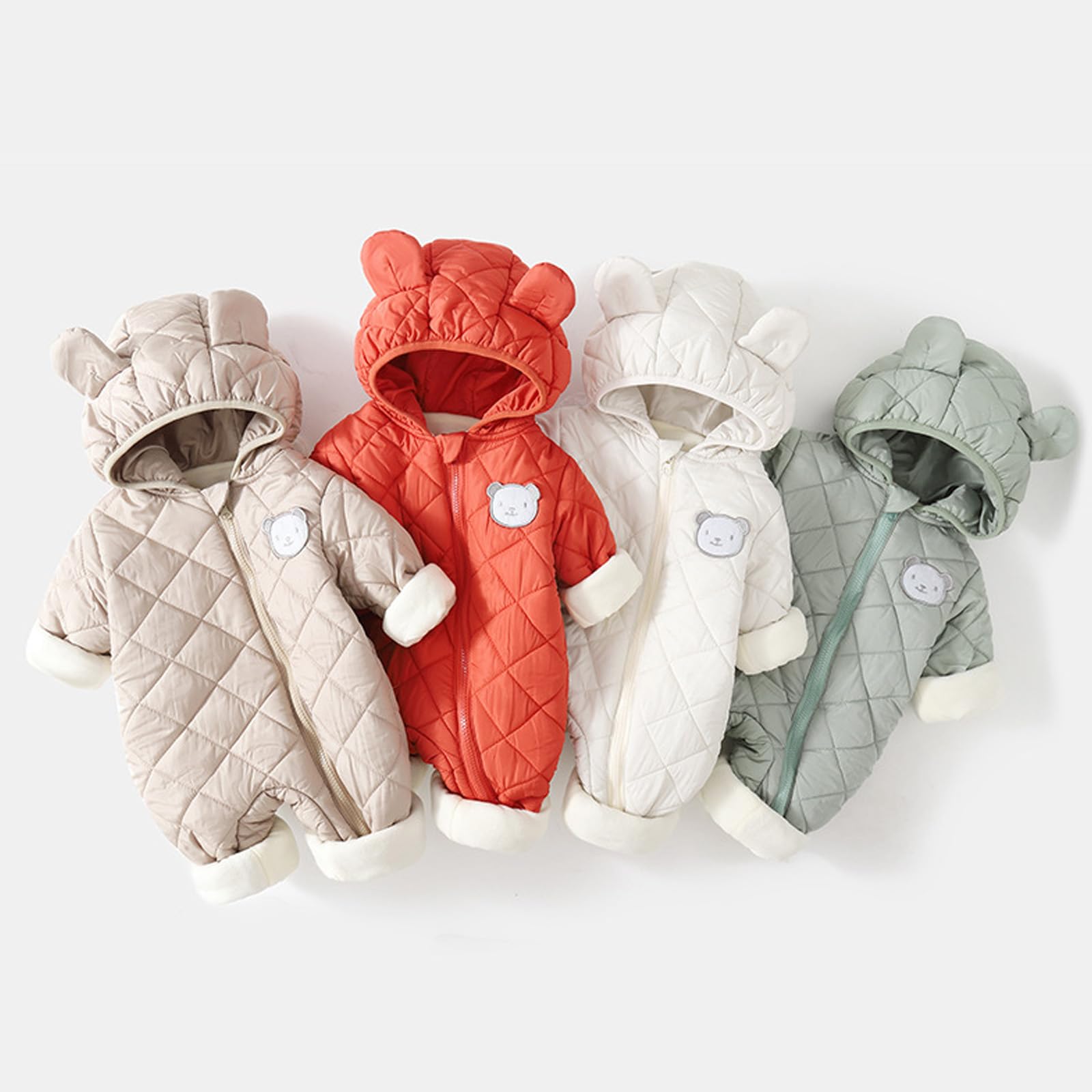 Baby Herbst Winter Strampler Baumwolle Gepolstert Overall Uni Neugeborene Klettern Kleidung Warm Outwear Langarm Bodysuit