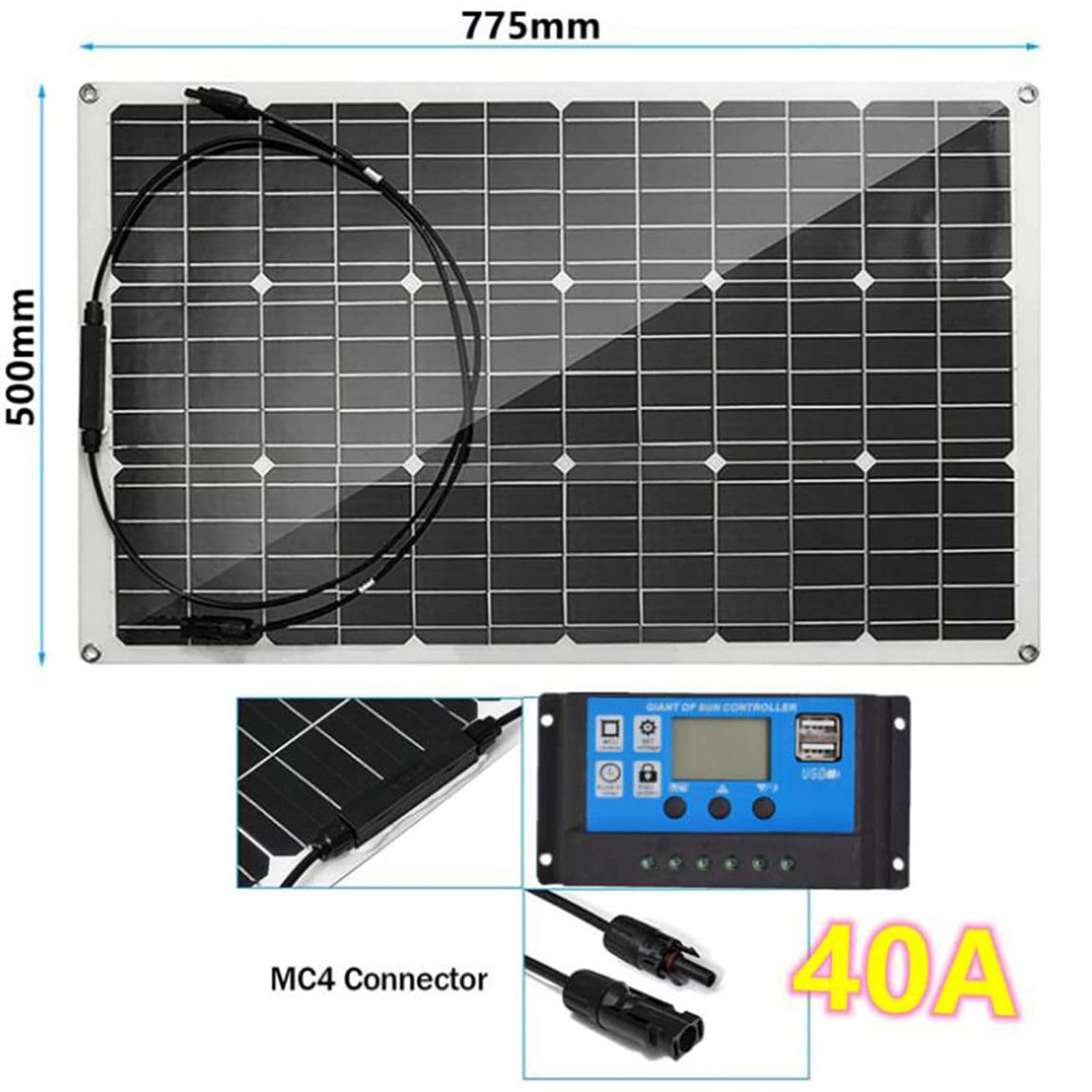 Elastyczny zestaw paneli słonecznych 150 W/300 W z kontrolerem ładowania 40 A – panele słoneczne 18 V do domu, kampera, ładowarki podróżnej na zewnątrz