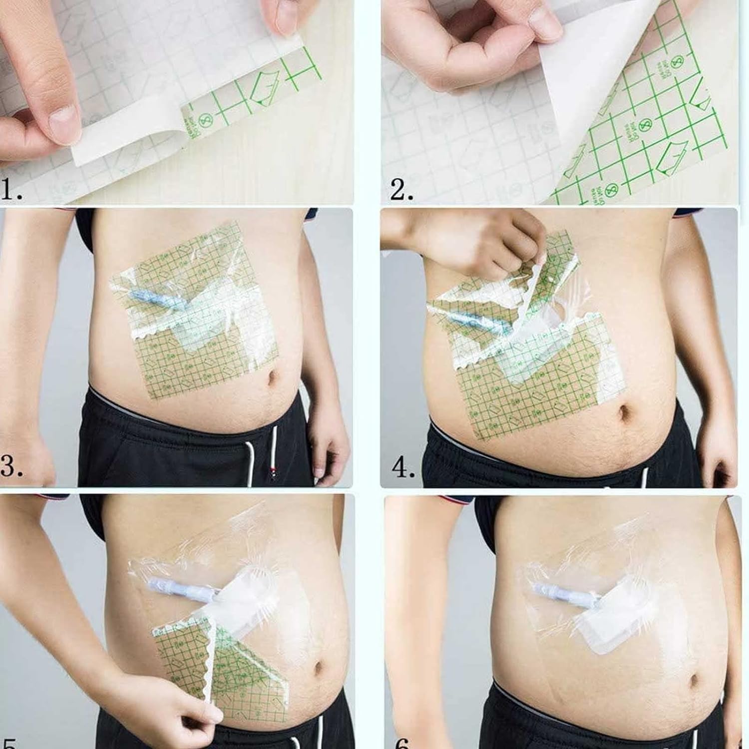 Sac de Bain en Film imperméable Abdominal 20 × 20 cm Bouclier de Douche jetable imperméable péritonéal, barrière d'eau pour cathéter, Produits de Soins spéciaux pour Les Patients en dialyse