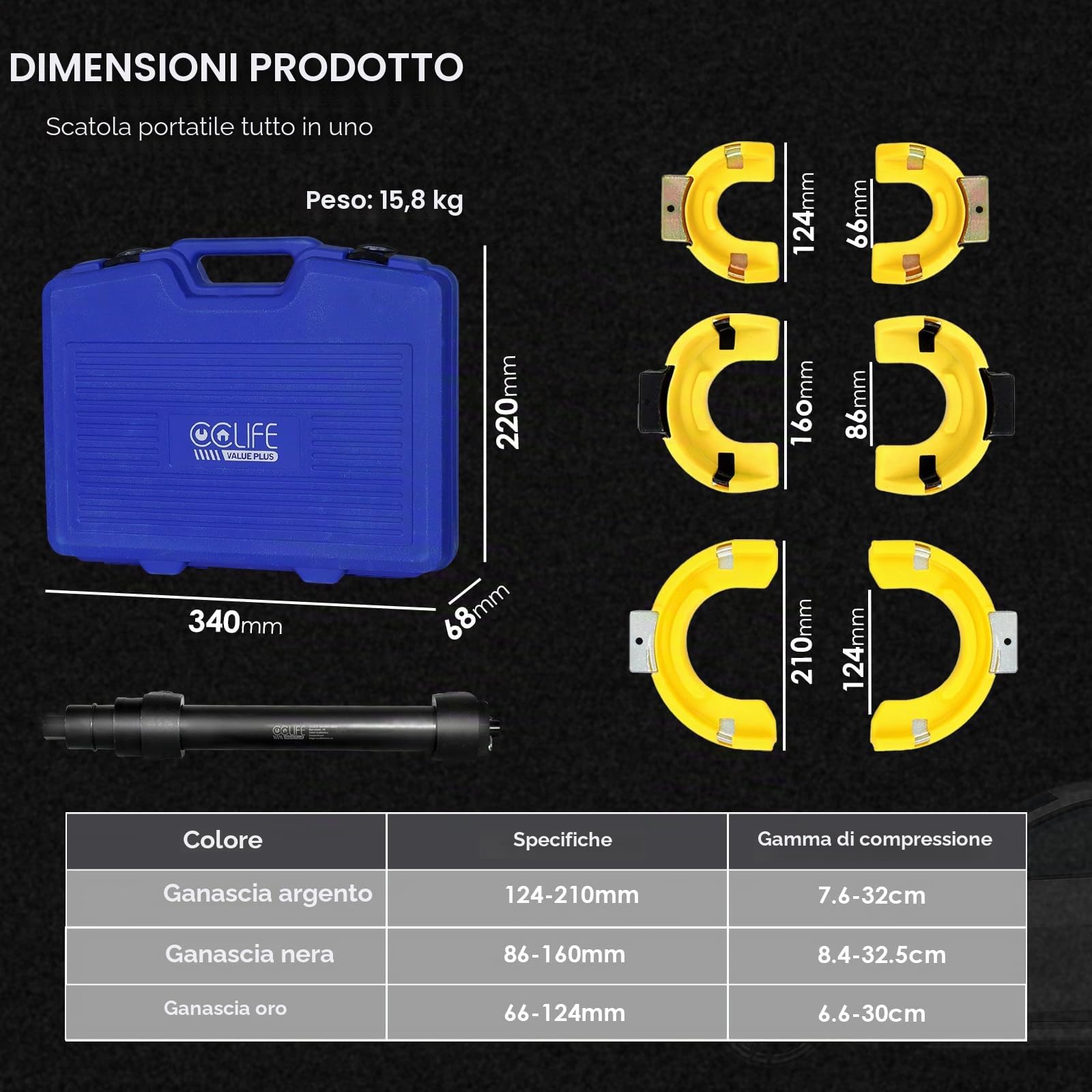 CCLIFE Smonta Molle McPherson Auto Attrezzo per Ammortizzatori 300MM capacità Max 1050KG