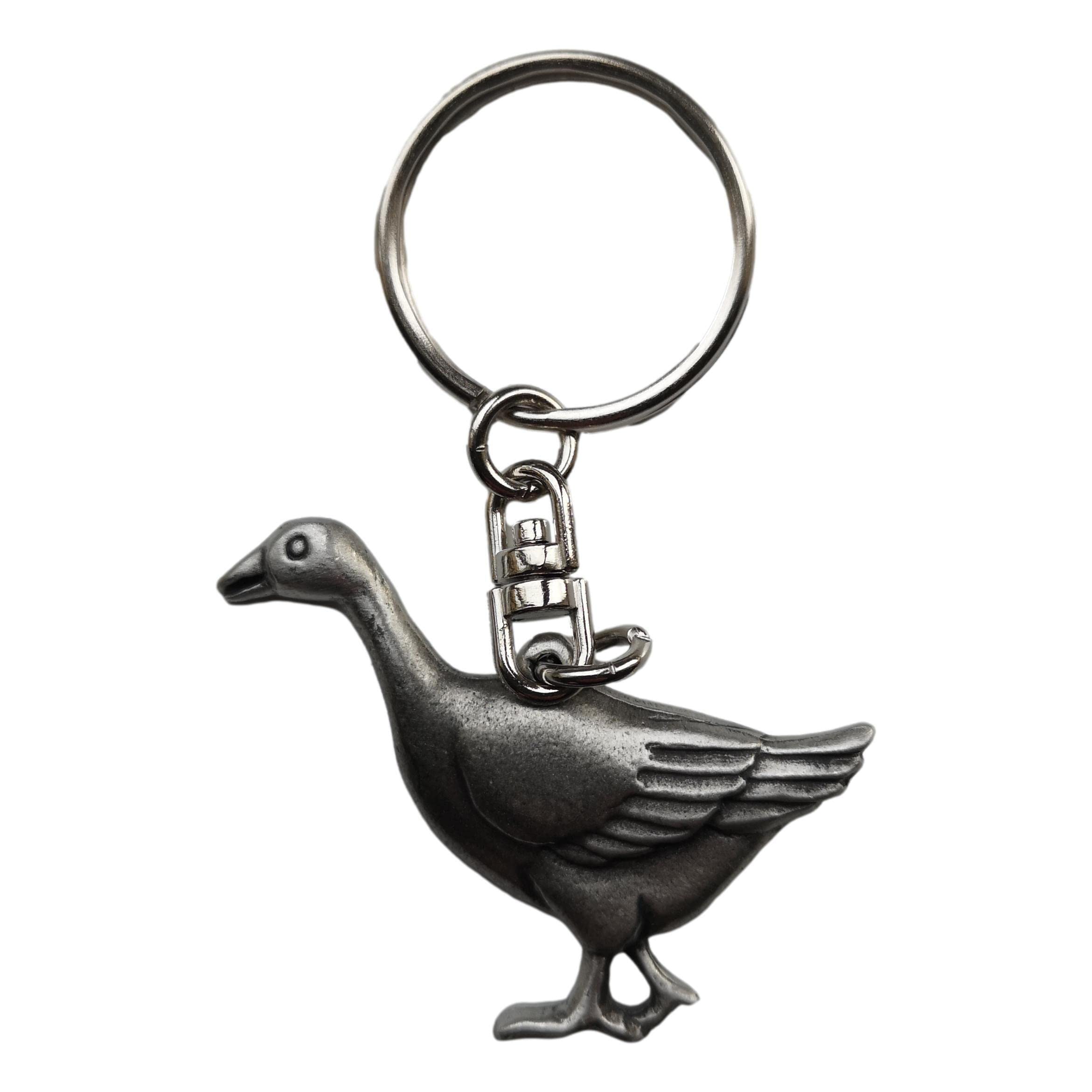 Goose pewter metal keyring