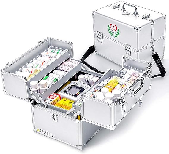 Nurth First Aid Kit Lockable First Aid Box Security Lock Medicine Storage Box with