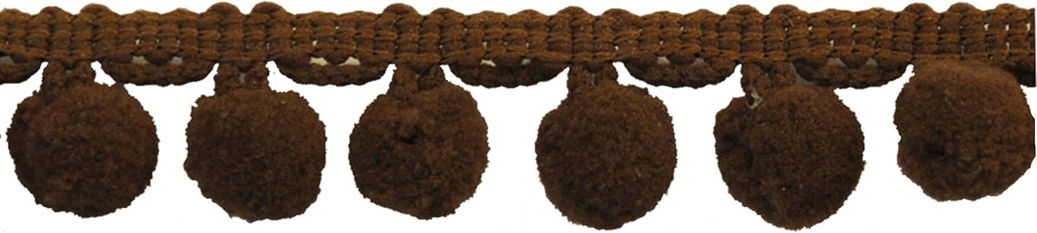 1 1/4 inch Pompom Fringe, BP-101-06 Brown, 10 yard roll