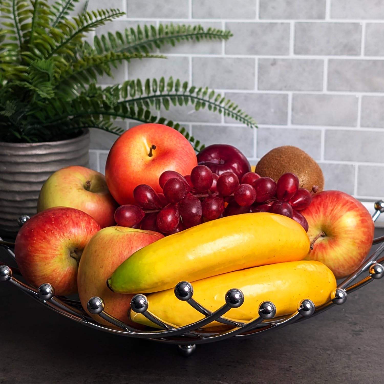 com-four® 2x ciotola per frutta in acciaio inox cromato, cestino decorativo argento, ciotola dal design moderno (color argento (cromato) - 2 pezzi)