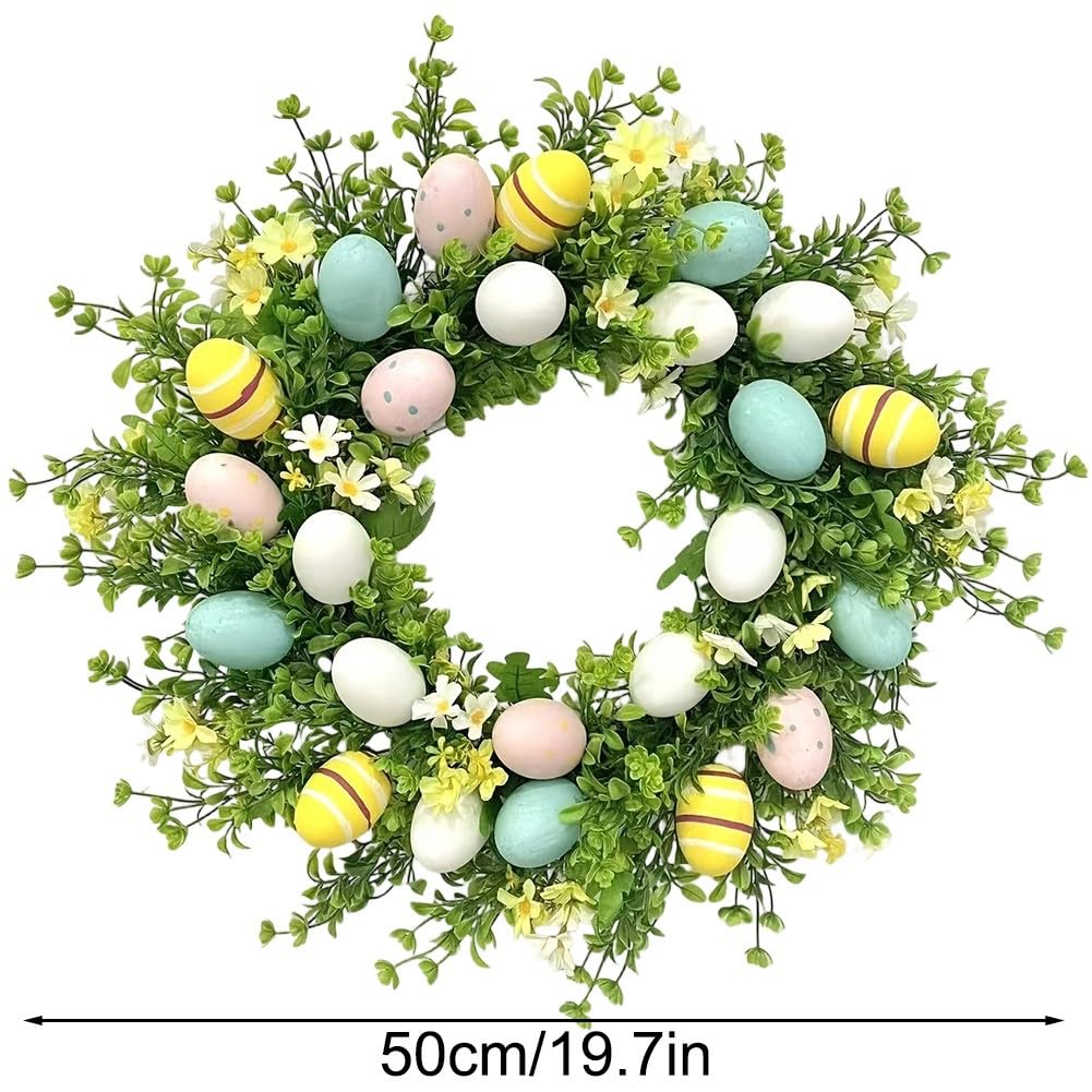 Ghirlanda di uova primaverile, 50 cm, ornamento colorato da