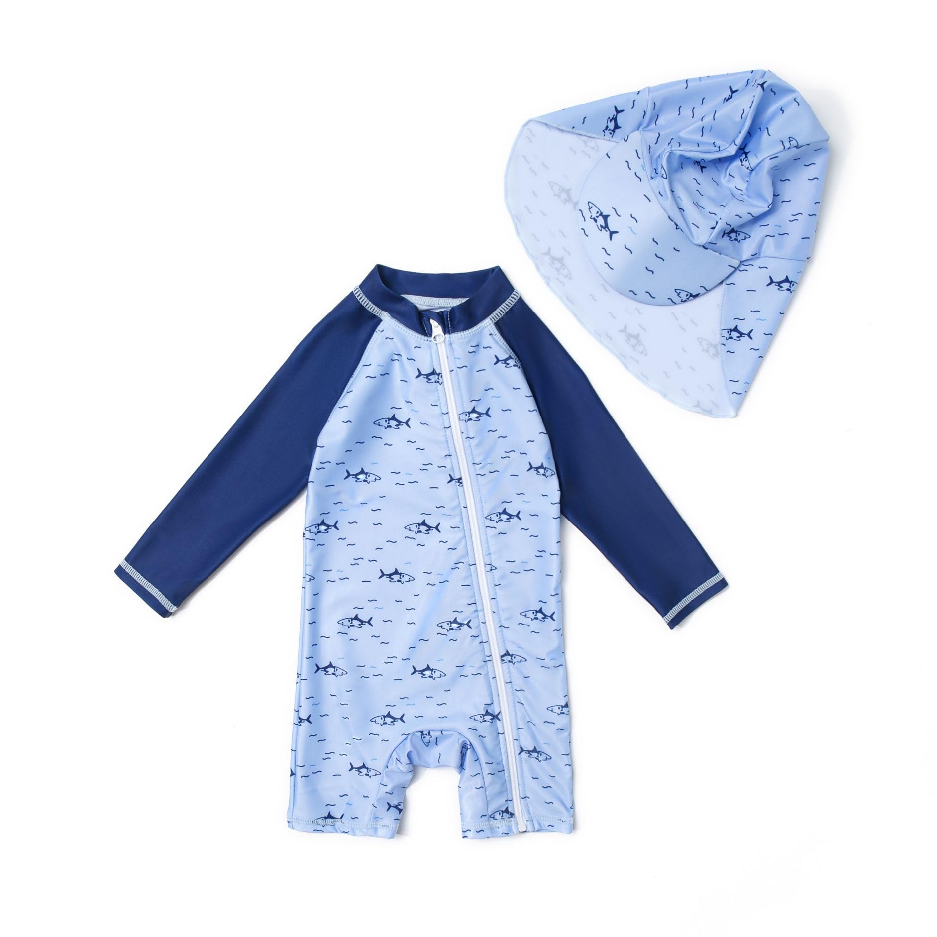 BONVERANO Baby Jungen Recycelter Badeanzug mit einem durchgehendem Reißverschluss UV-Schutz 50+