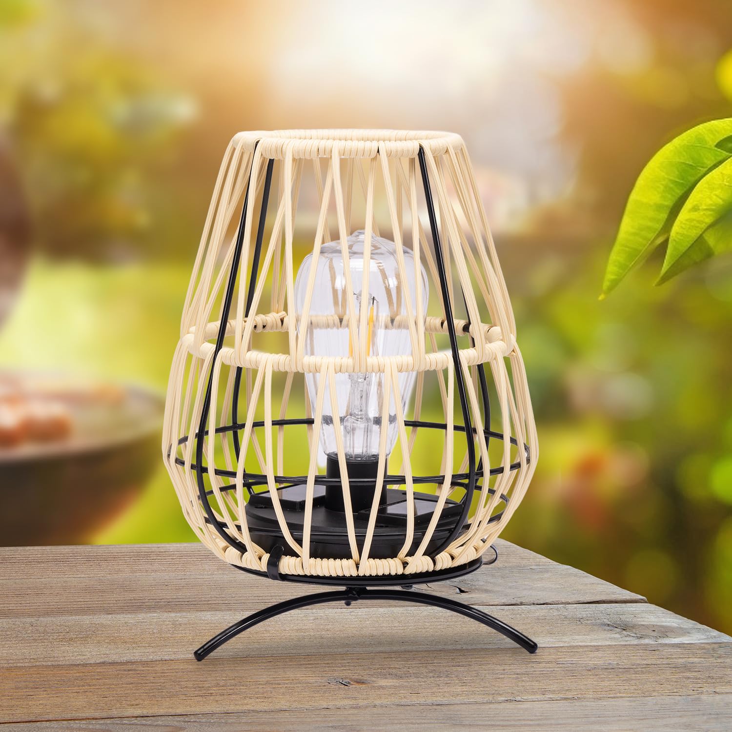 Lanterne solari da esterni, a energia solare, da appendere, con supporto, lampada da tavolo decorativa per giardino, patio, cortile, prato, confezione da 2