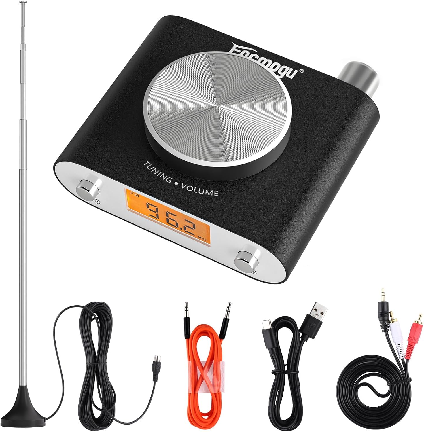 Facmogu FM Radio Receiver, Professional Si4730 Radio Receiver with 33ft Long Cables Antenna, Mini FM Global Frequency HiFi Support Type -C Interface & 3.5mm Audio Output