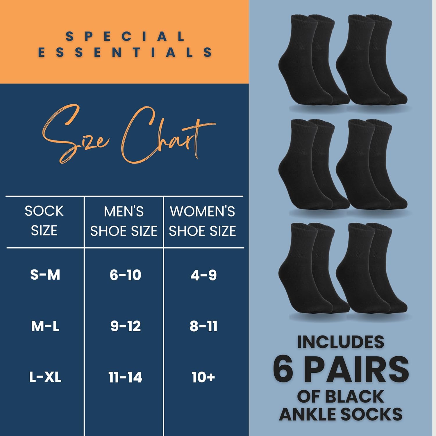 Special Essentials 6 Pairs Non-Binding Diabetic & Circulator Ankle Socks For Men & Women - Soft Moisture-Wicking Cotton - Image 5