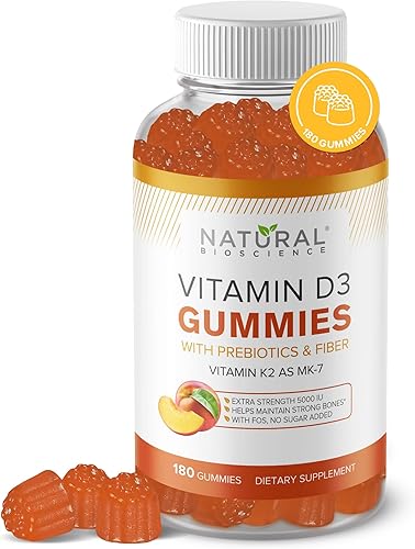 Miniatura 1 de Gomitas de vitamina D3 K2 sin azúcar, tamaño familiar, 180 gomitas de vitamina D, vitamina D3 5000 UI+K2 MK7 80 mcg, suplemento de vitamina K2 D3,
