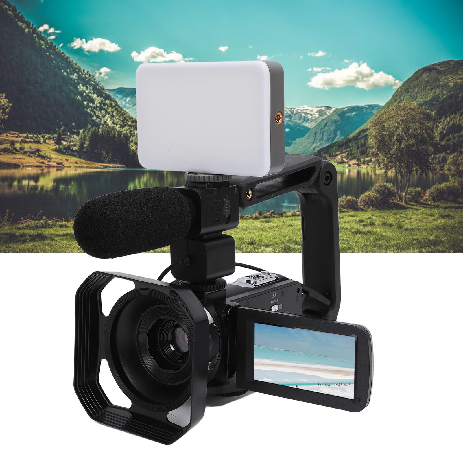 Tosuny Videocámara 8K con Foto de 64MP, Cámara de Video WiFi con Zoom Digital 18X con Pantalla Táctil de 3 Pulgadas, Micrófono Externo, Estabilización de 6 Ejes para Vlogging