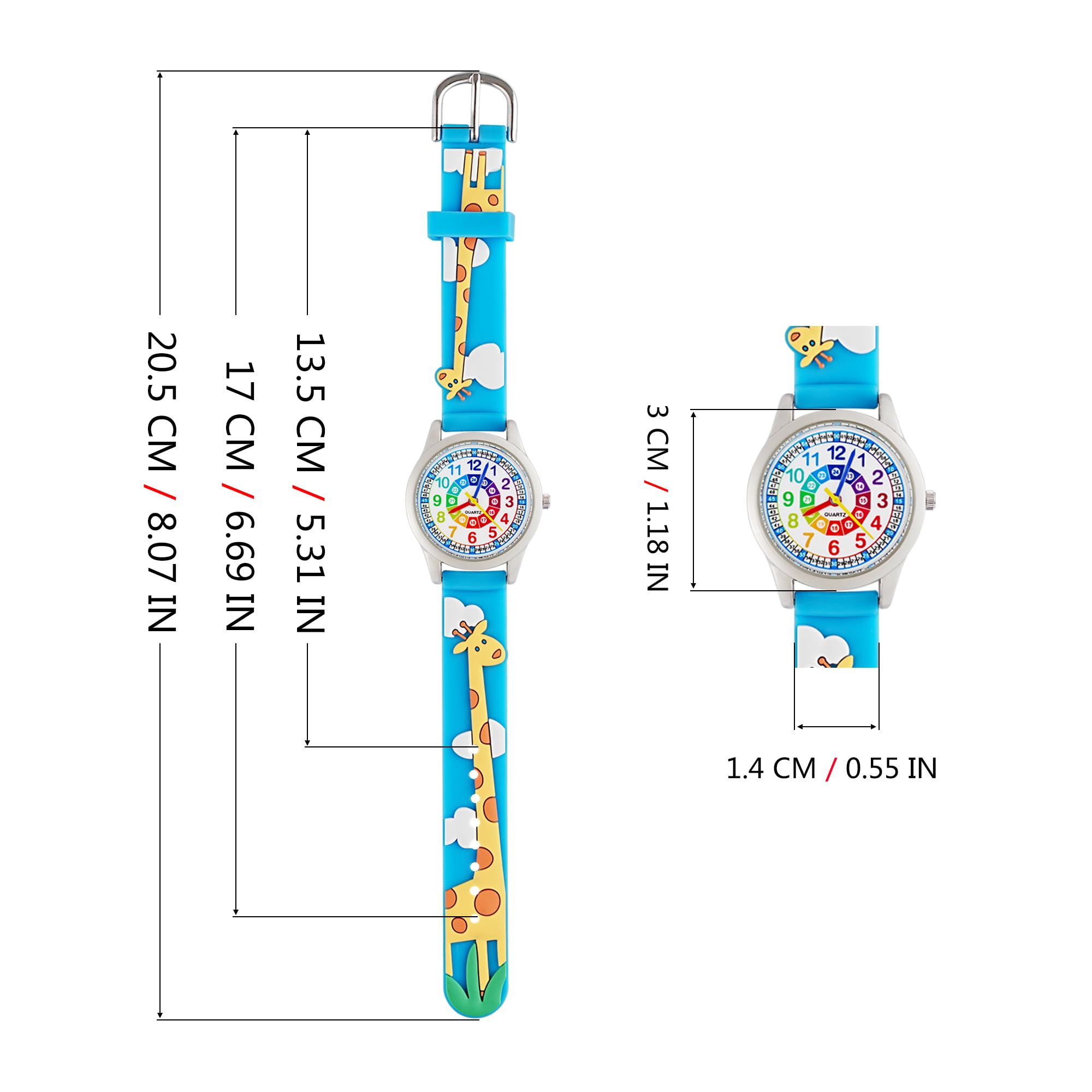 Reloj Educativo Pulsera Niños 3-10 Años 3D Cartoon Correa Silicona Cuarzo Analógico