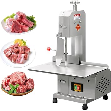 Commercial Electric Meat Bone Saw Meat Band Saw Machine 750w high Power Electric Meat Cutter Machine, 5 Saw Blades, 0-13cm Cutting Thickness for Large Bones, fro-Zen Meat etc.