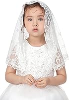 Vista 1 de PAMOR Velos de primera comunión para niñas, velo de capilla de encaje, velos de mantilla, velo de iglesia latina para bautismo católico en forma de D