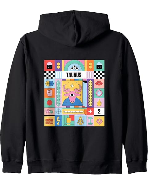 TAURUS Zodiac Sign Bauhaus Style – Modern Astrology Art Zip Hoodie
