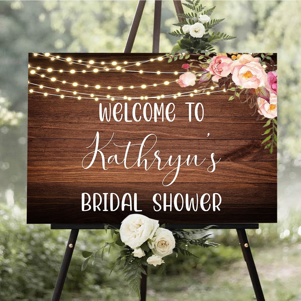 Personalized Bridal Shower Welcome Sign, Bridal Shower Sign, Flower Bridal Shower, Greenery Bridal Shower Decoration, Greenery Wedding Sign, Custom Bridal Shower Welcome Sign #6