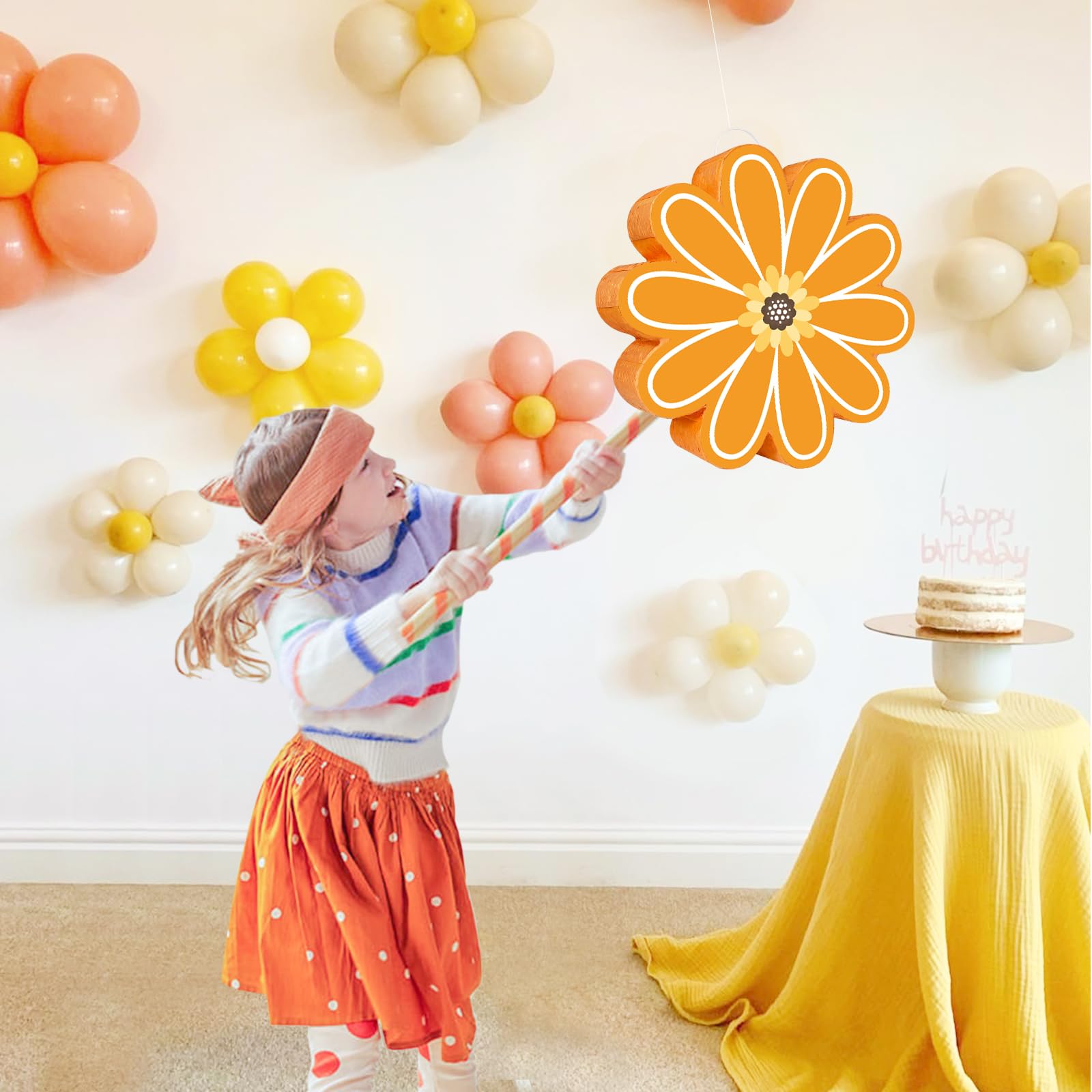 Piñata de margaritas, piñata mexicana pequeña para niñas, cumpleaños, baby shower, fiesta, primavera y verano (12 pulgadas)