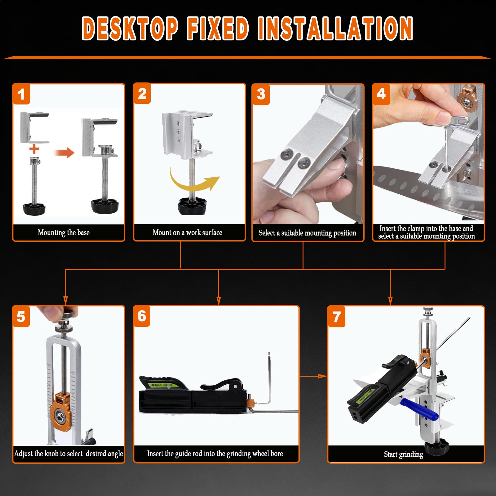 Affilacoltelli professionale, Affilatore Coltelli Professionale 15-30° Angolo Regolabile, rotazione a 360° con angolo fisso, dispositivo di affilatura di precisione con 12 pietra per affilacoltelli