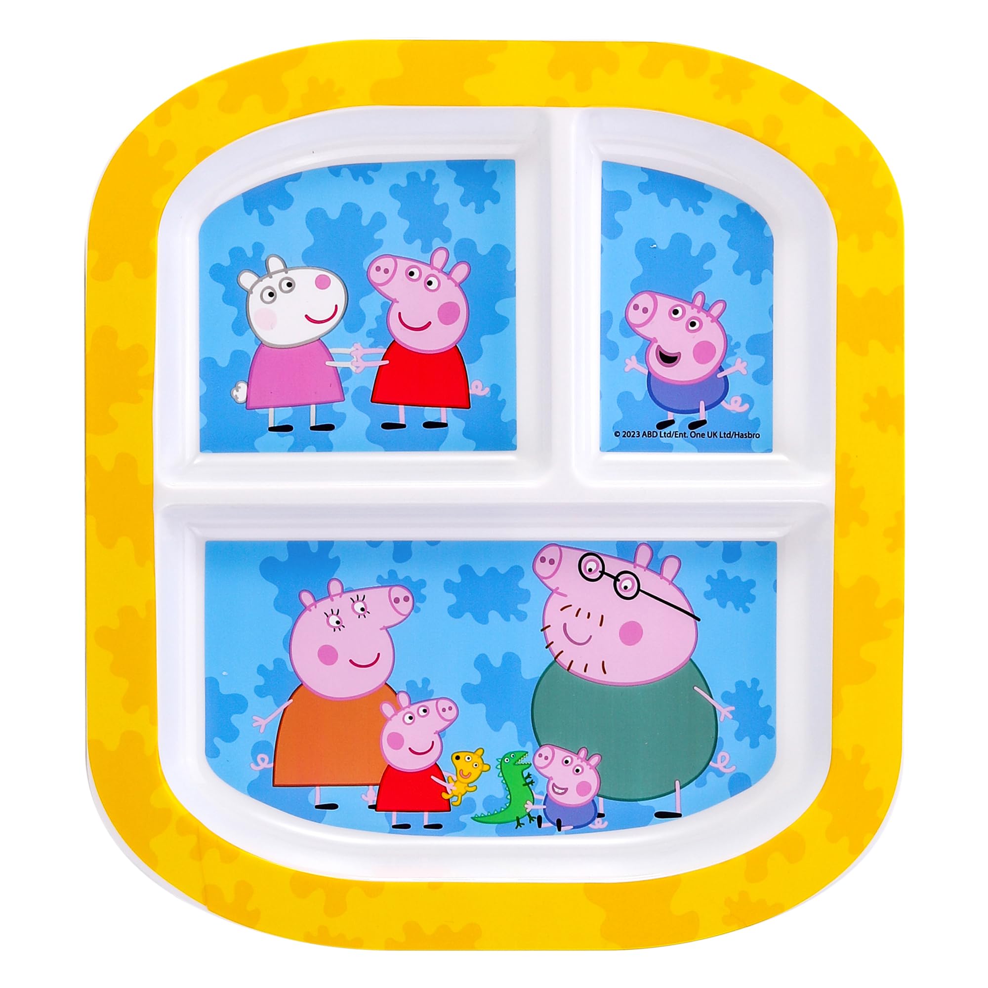 Zawadi Global Peppa Pig 3 Section Reusable Childrens Kids Toddlers Divided Breakfast Lunch Dinner Plate