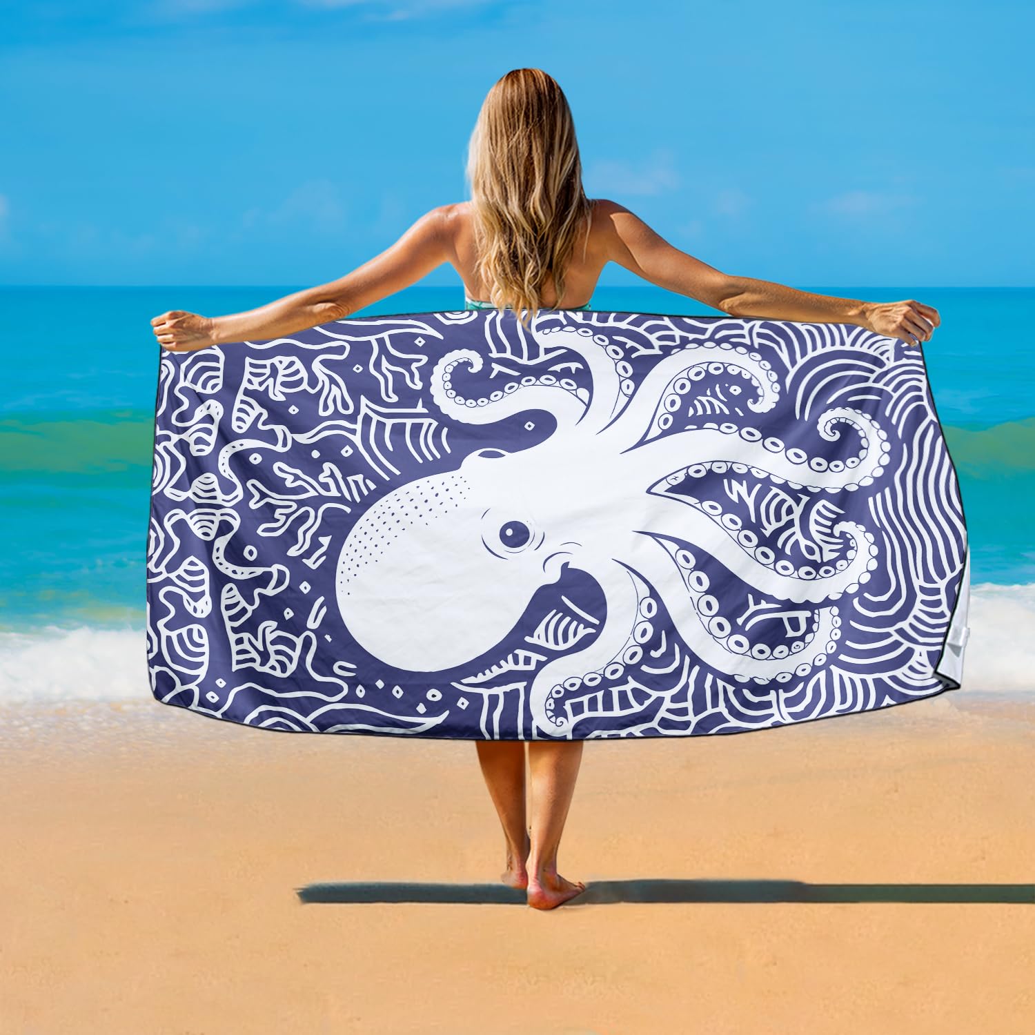 Confezione da 2 teli mare extra large da 180 x 90 cm, in microfibra di alta qualità da 250 g/m², senza sabbia, ad asciugatura rapida, leggeri, ideali per famiglia, spiaggia, vacanze, piscina