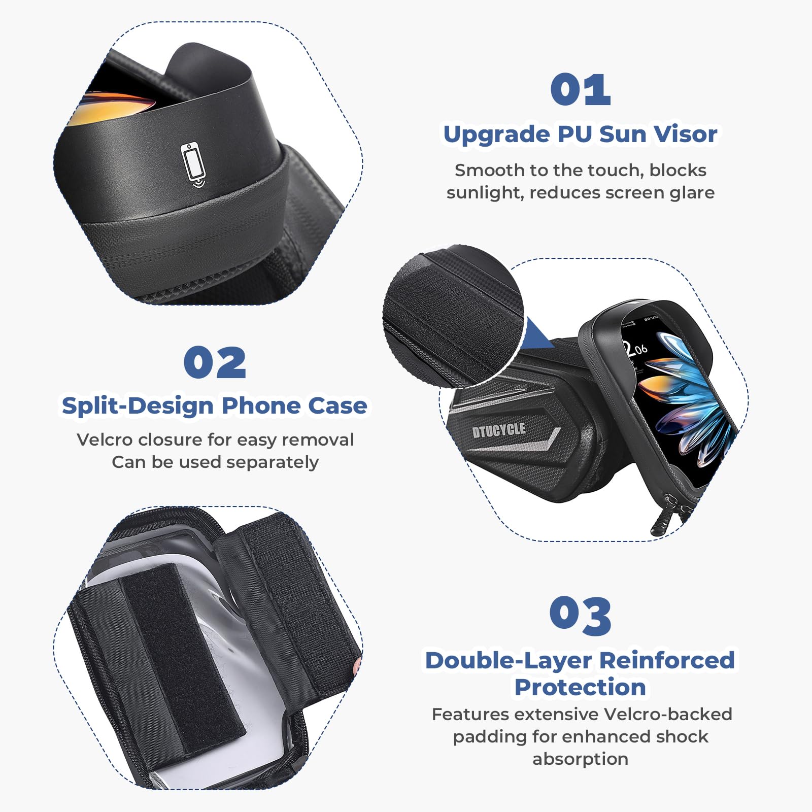 Borsa Telaio Bici Impermeabil, 2L Capacità Borsa Cellulare Manubrio Biciclette, con Touch Screen in TPU per Smartphone Fino a 7" per Bicicletta Elettrica, MTB