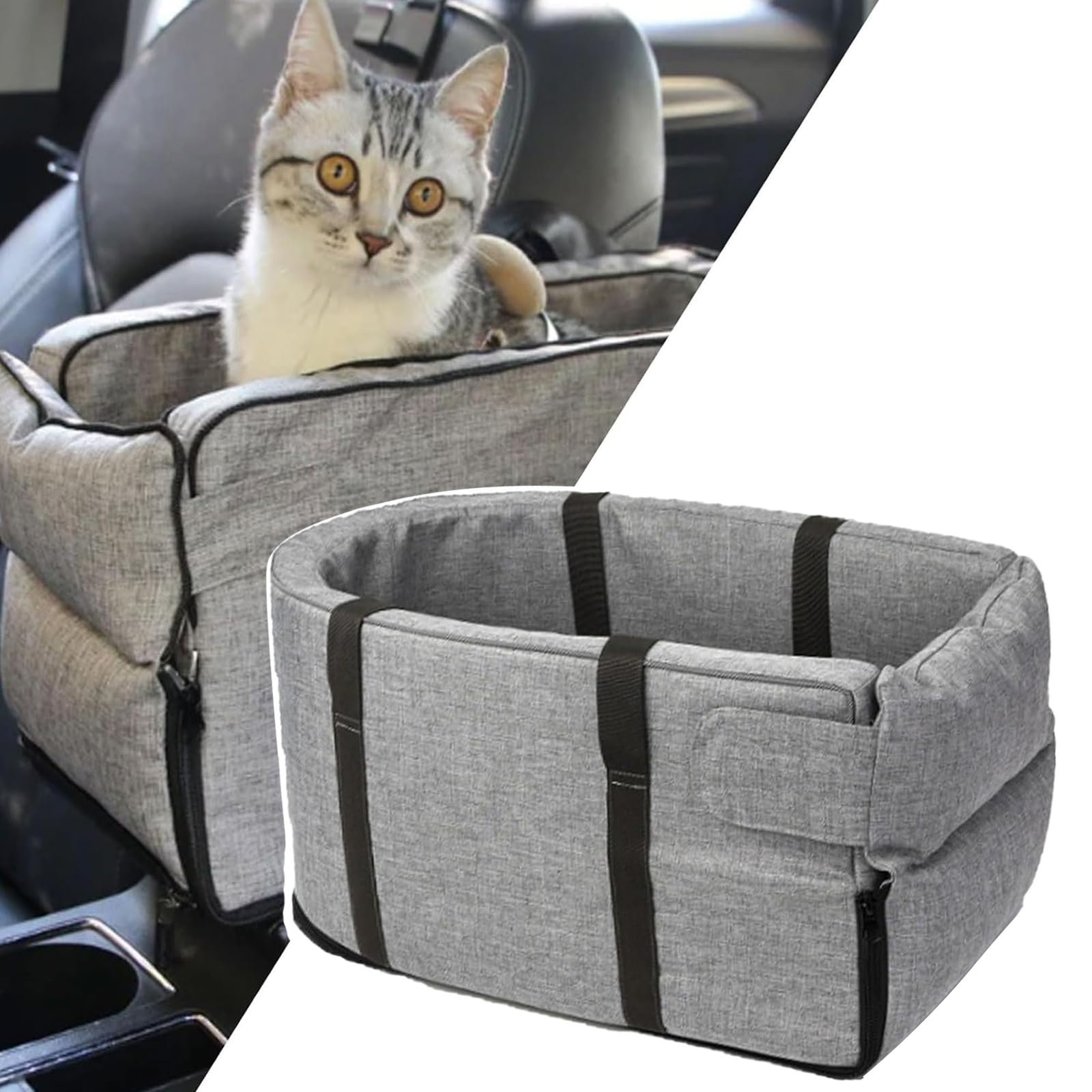 Gentle Paws Car Seat Carrier - Portable Pet Booster for Cats & Dogs, Detachable & Washable Armrest Seat, Travel Booster (Gray, 1)