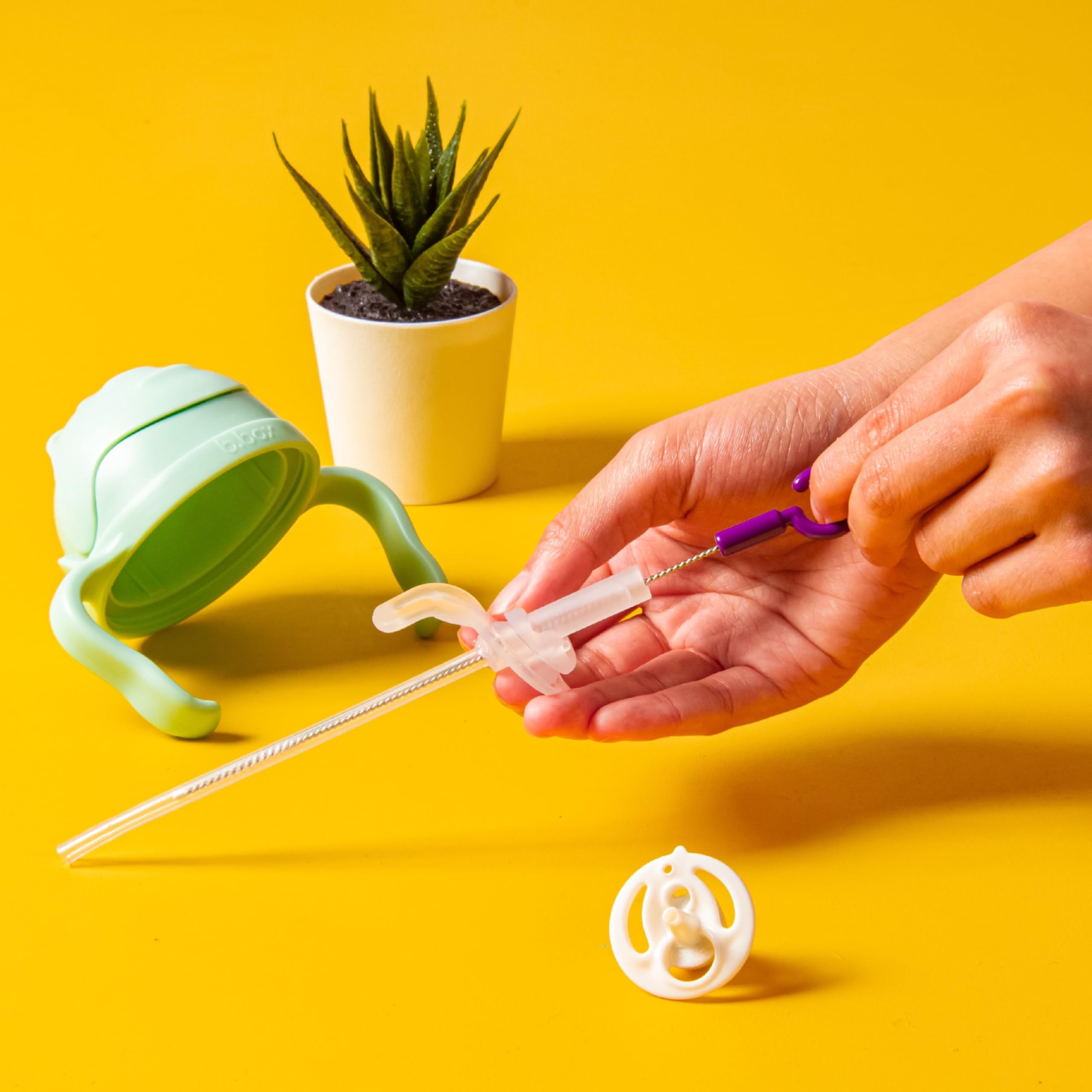 b.box Lot de pailles de rechange pour gobelet : comprend 1 paille de rechange avec poids, 1 brosse de nettoyage, compatible avec les gobelets b.box Sippy