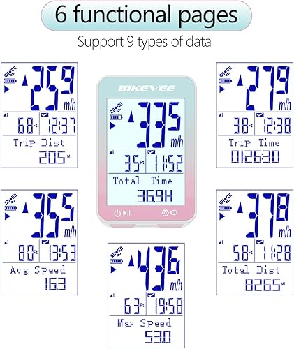 Miniatura 2 de GPS Ordenador de Bicicleta Inalámbrico con Inicio/Parada Automática y Retroiluminación Automática, Bicicleta Odómetro IPX7 Resistente al Agua MPH